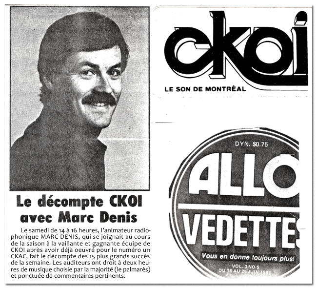 Marc produit et anime l'mission “Le Dcompte CKOI” de mars 1983  septembre 1985 sur les ondes de CKOI Montral