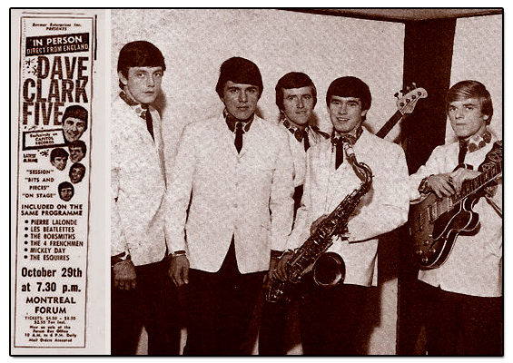 Montreal Gazette ad heralding a date with the dynamic British rockers the Dave Clark Five at the Montreal Forum, October 29, 1964.